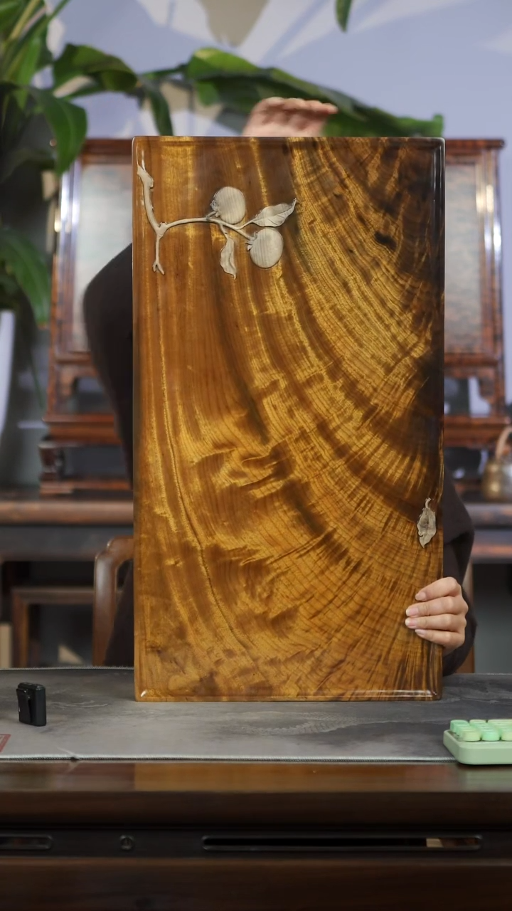 金丝楠满花精工柿子茶盘690