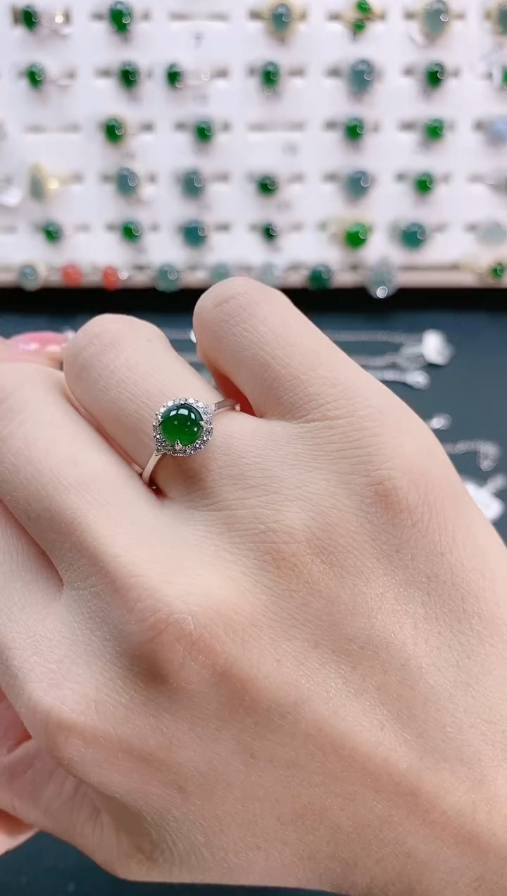 【闪购商品】翡翠戒指银S925镶嵌天然翡翠