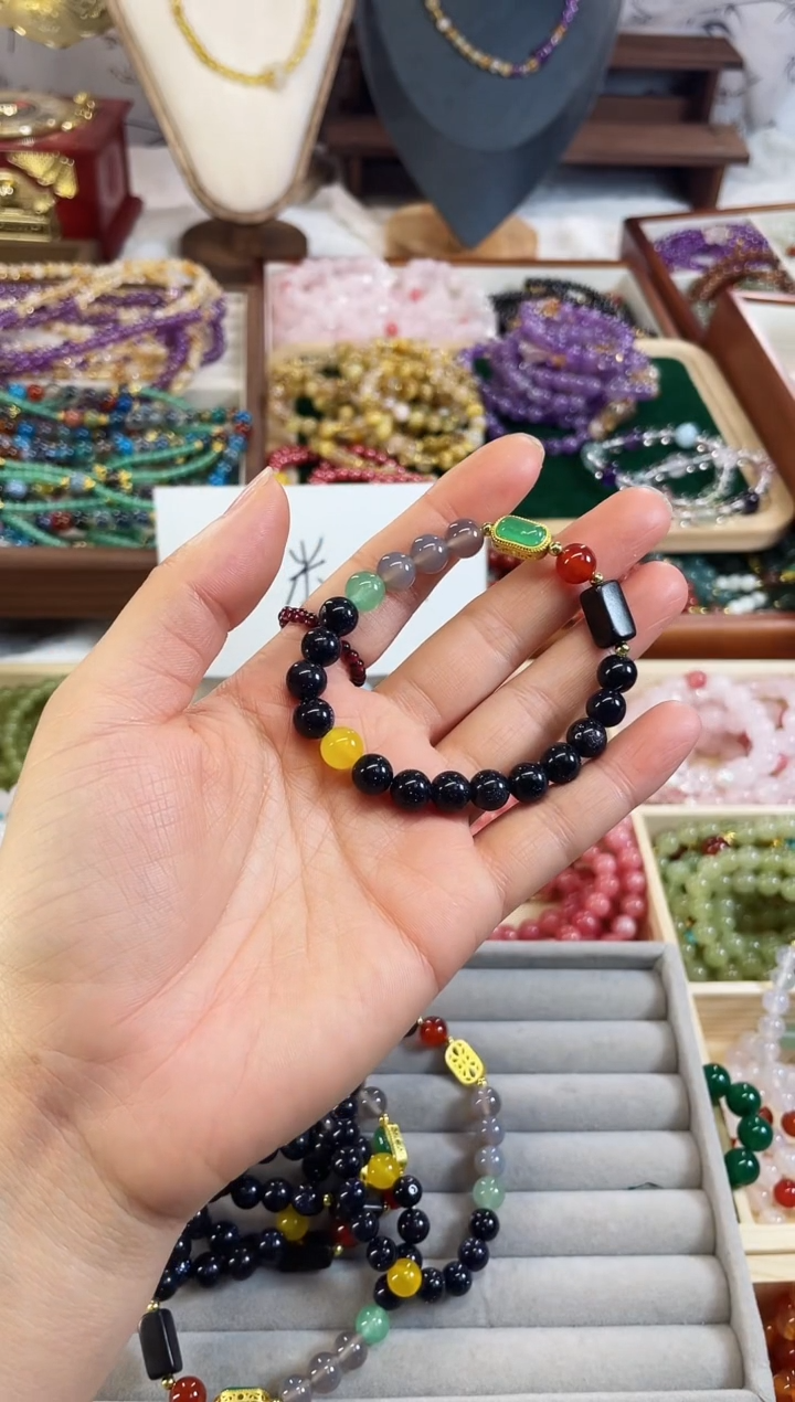 【闪购商品】玛瑙/玉髓手链未镶嵌星空蓝晶砂天然玉石多样发其一