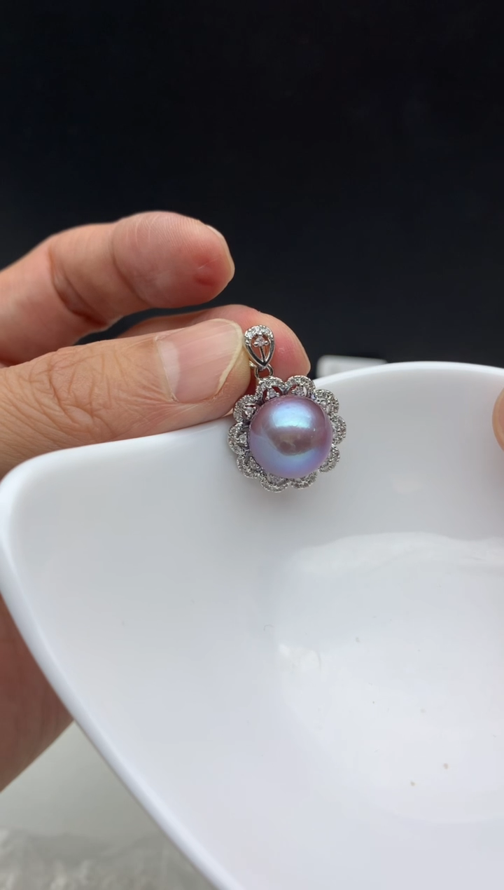 未镶嵌ff淡水珍珠紫珠吊坠（赠链）12~13mm
