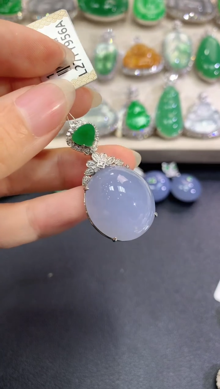 【闪购商品】翡翠颈饰18K金镶嵌C31  紫货有色差