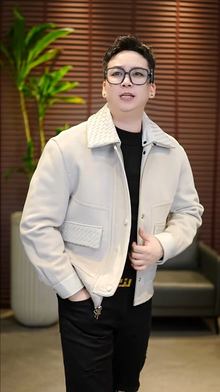 50码（130-145斤）拼皮编制夹棉羊毛夹克