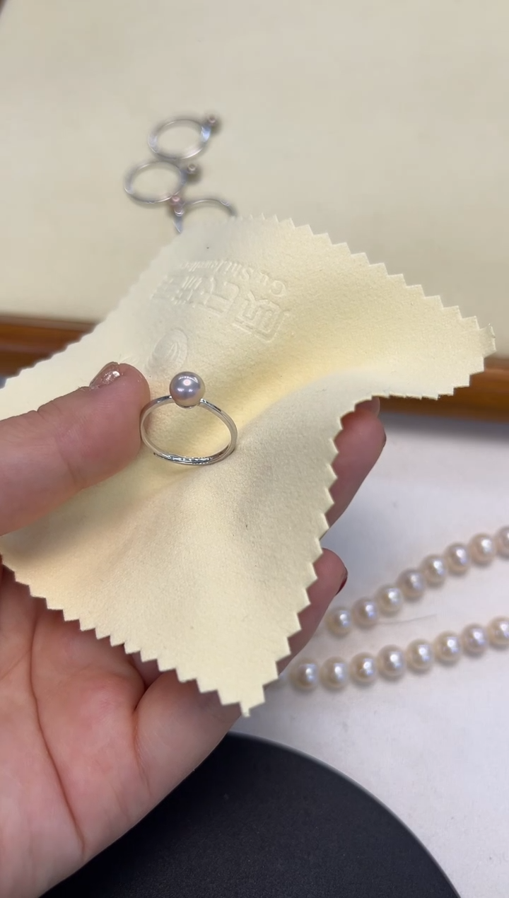 银S925镶嵌戒指淡水珍珠彩戒指2