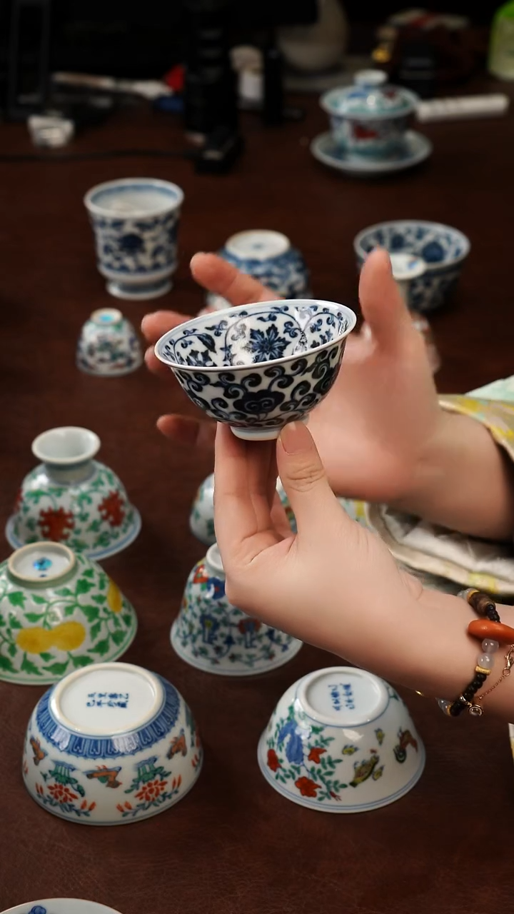 摆件陶景德镇瓷器，青花瓷手绘茶具~