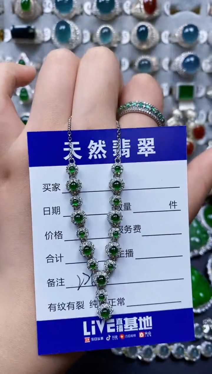 【闪购商品】翡翠银S925镶嵌颈饰0226