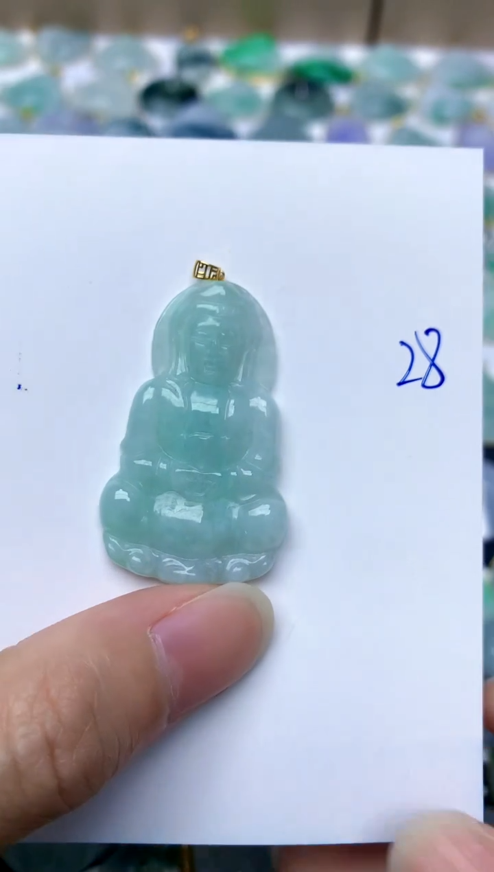 【闪购商品】翡翠颈饰18K金镶嵌28天然A货翡翠
