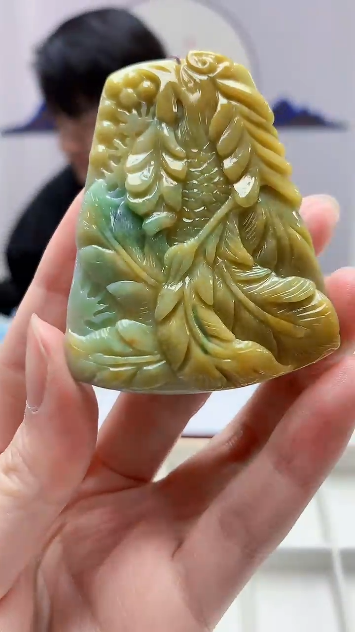 【闪购商品】定制翡翠未镶嵌5060zm-毛货挂件凤凰136