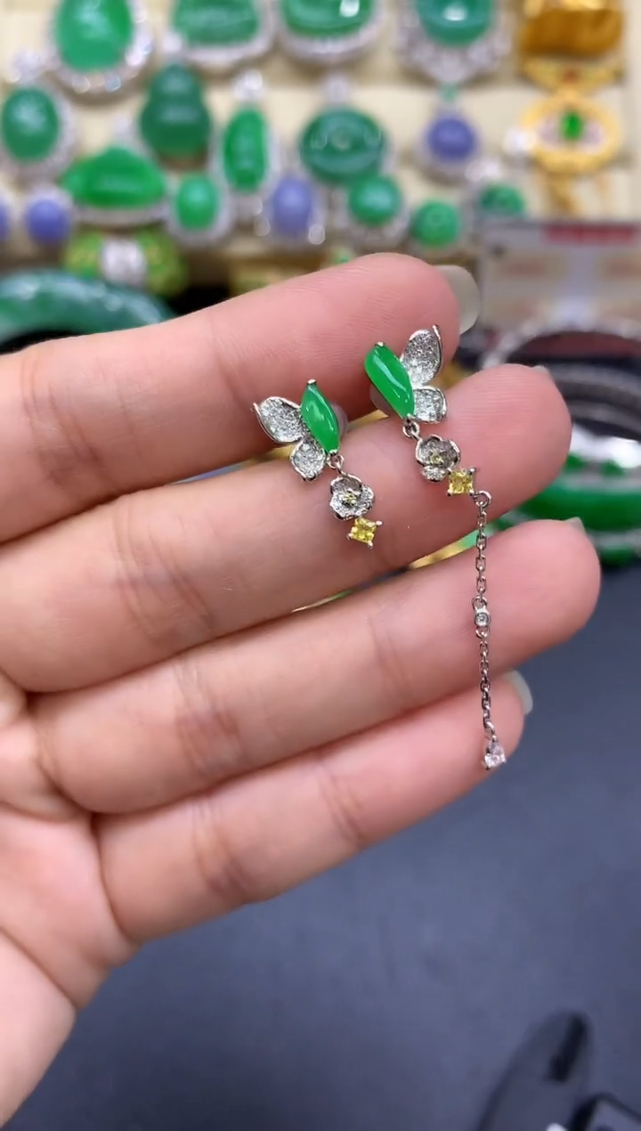 18K金镶嵌翡翠耳饰351-中国好珍宝