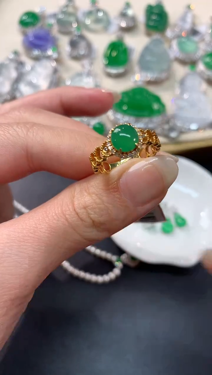 【闪购商品】翡翠戒指18K金镶嵌A202|4800+0