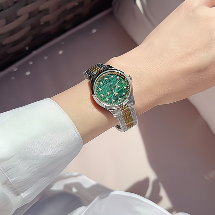 【海外购】GUCCI古驰/蜜蜂孔雀石女士腕表32mm-YA1265042