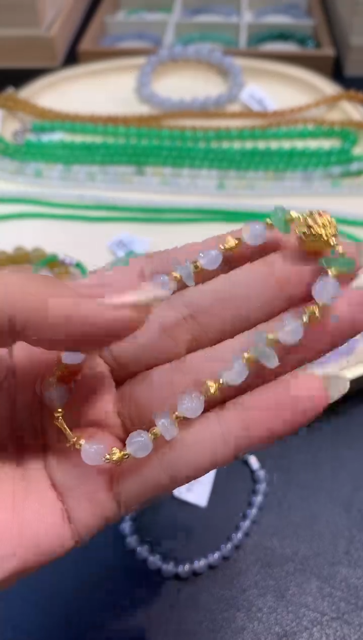 18K金镶嵌手串翡翠E310|多样性发货一件|2680
