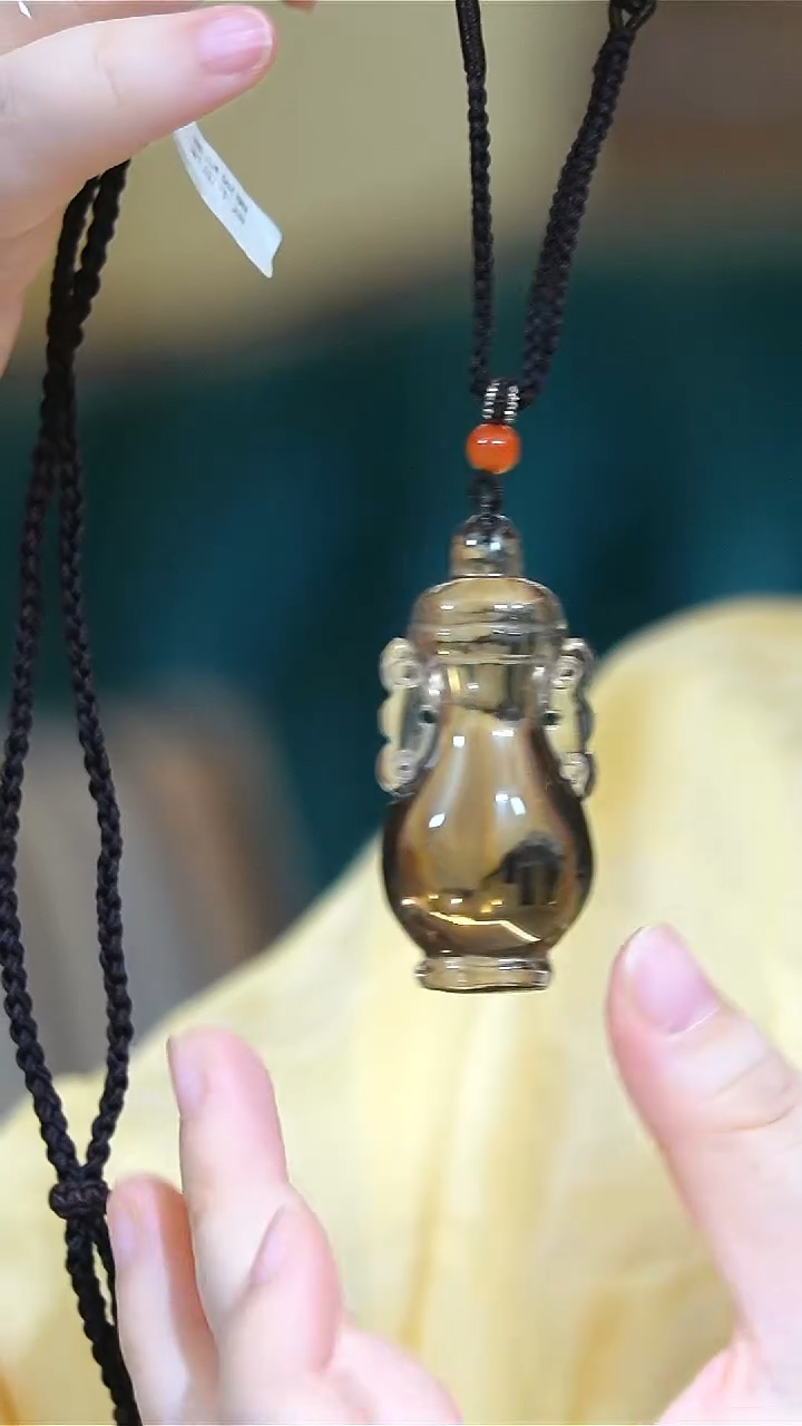 项链未镶嵌水晶茶晶宝瓶手工绳项链