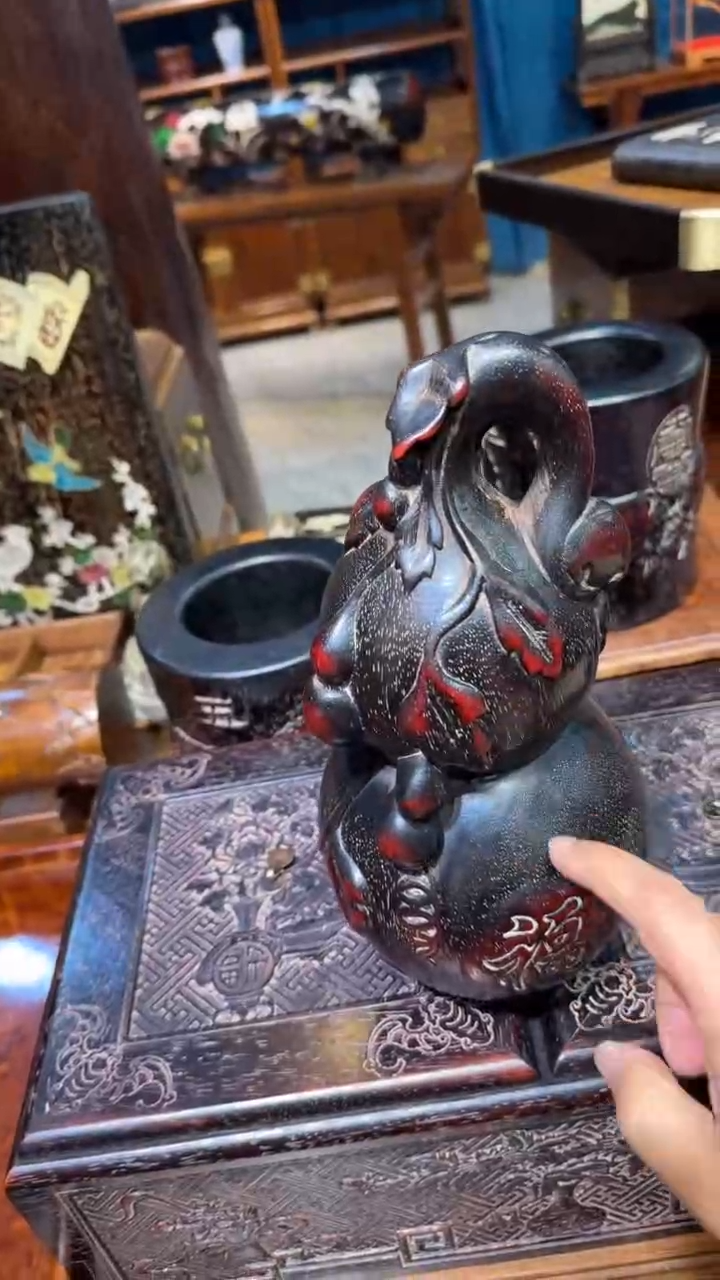 木紫檀葫芦摆件邵氏紫檀木艺