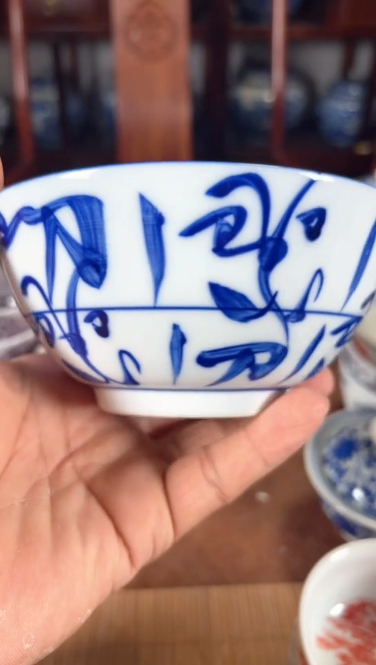 柴窑青花刀子碗碗