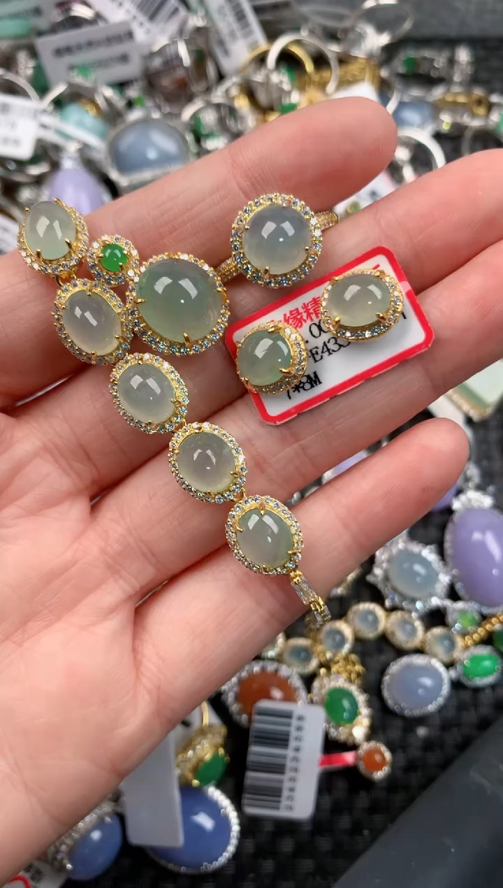 银S925镶嵌戒指翡翠999      4