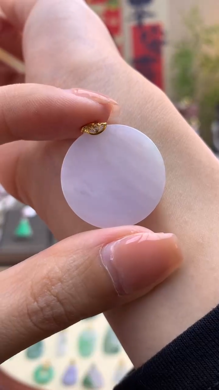 【闪购商品】翡翠颈饰18K金镶嵌平安扣