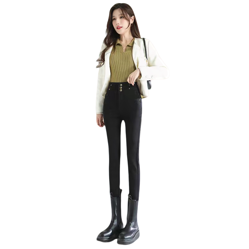 加绒-编号601-640牛仔裤高腰小脚裤铅笔裤