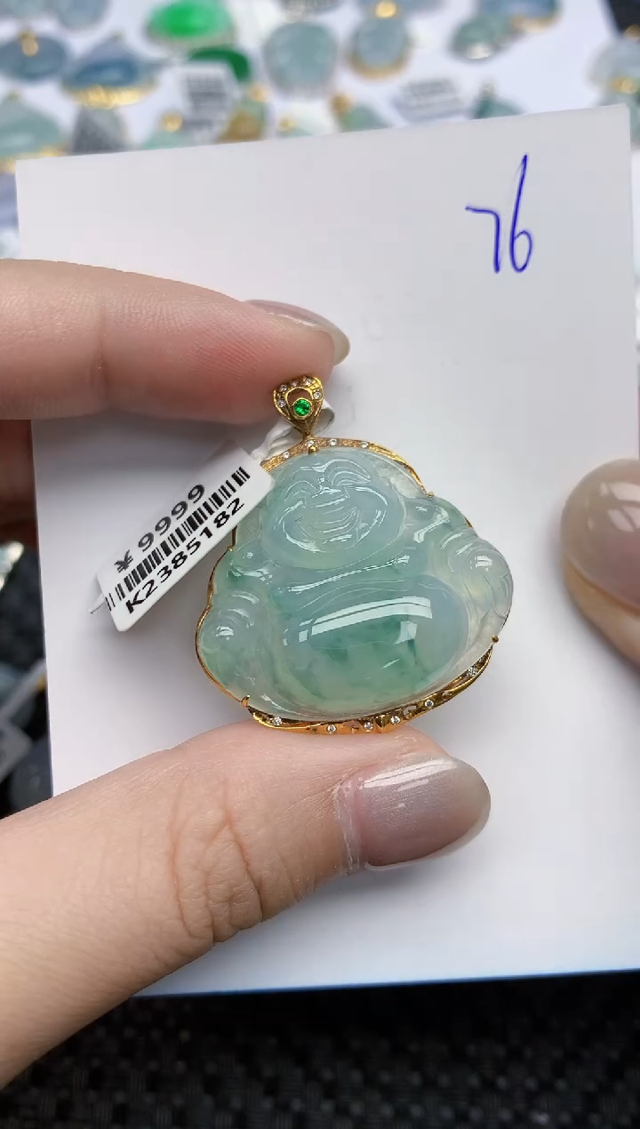 【闪购商品】翡翠颈饰18K金镶嵌天然翡翠A货