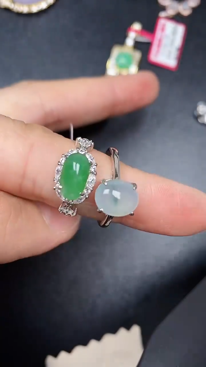 银S925镶嵌戒指翡翠3320