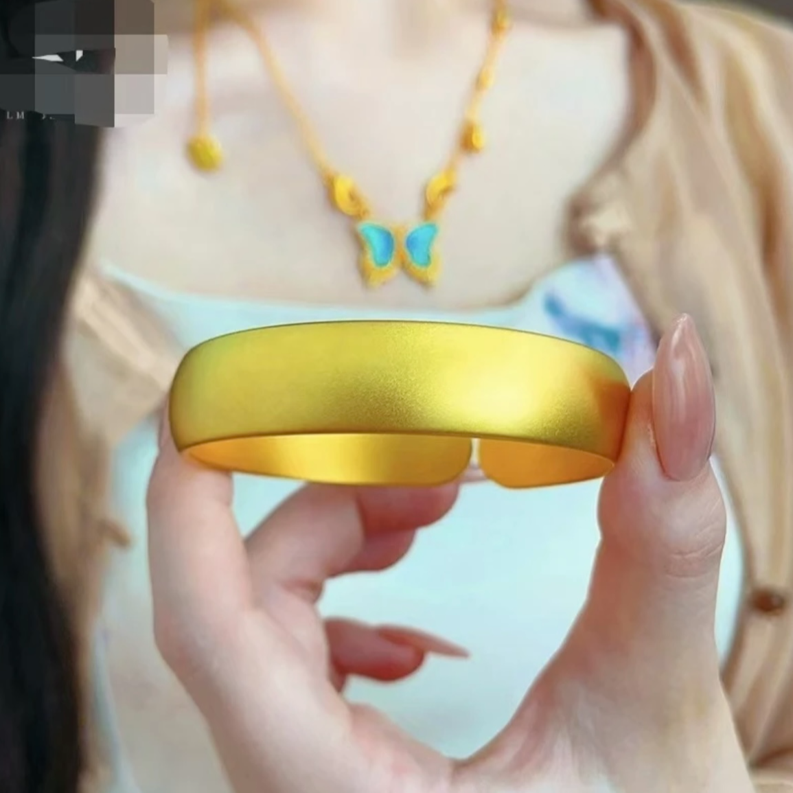 合金手镯 合金手镯 [高定] 磨砂 时尚开口古法霸气轮胎手镯素圈