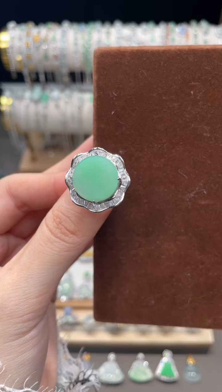 银S925镶嵌戒指翡翠1