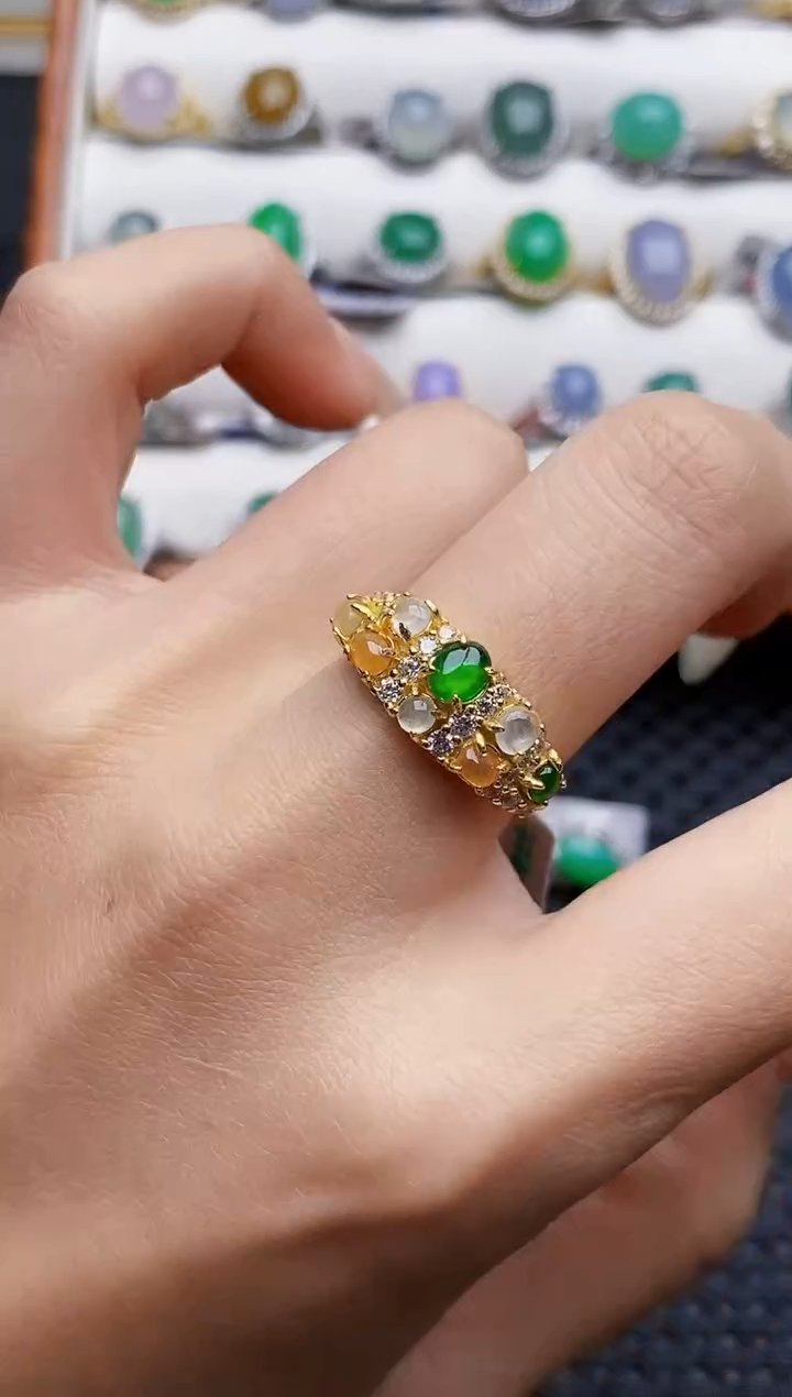 银S925镶嵌戒指翡翠6735