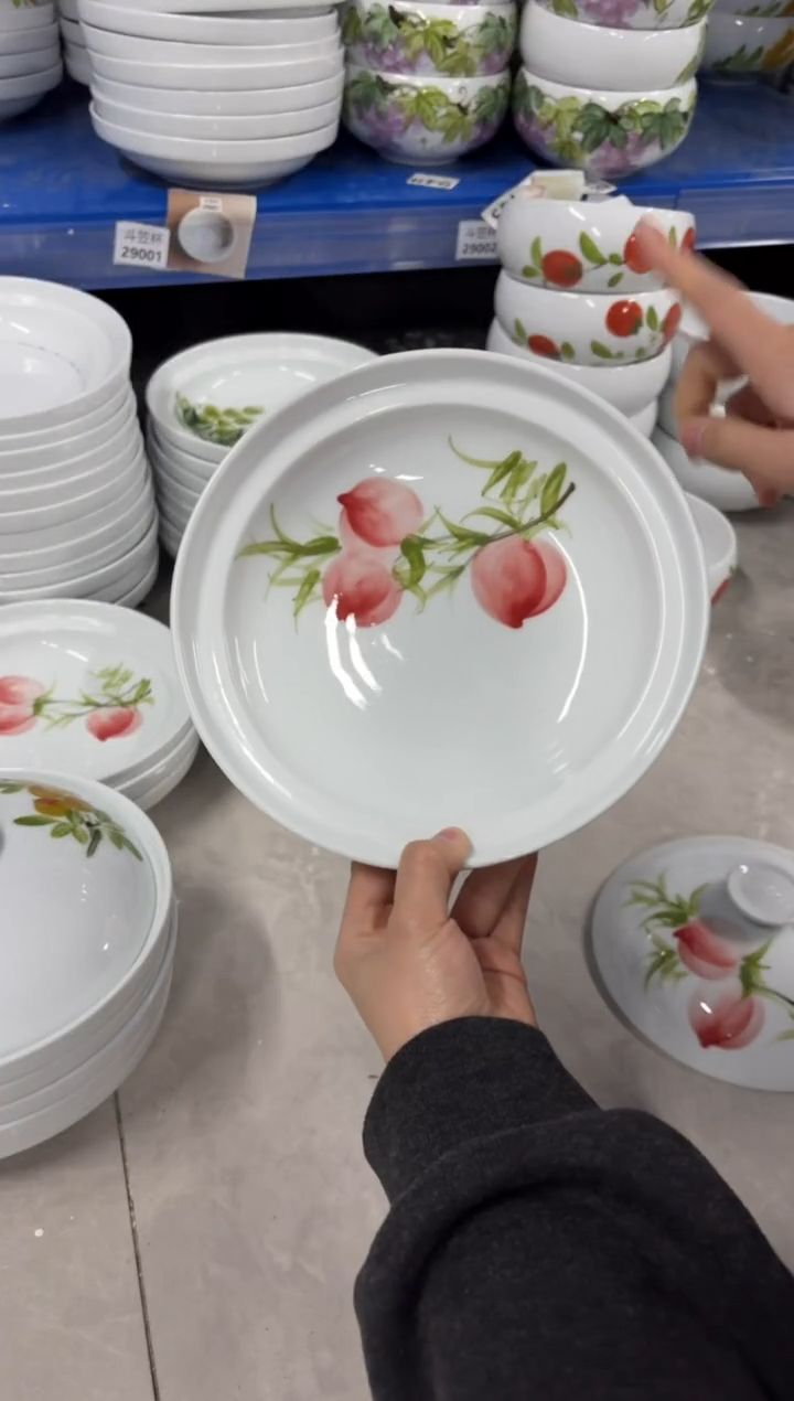 景德镇手绘釉中彩（食品级）带盖和合器