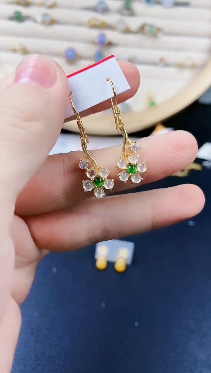 【闪购商品】翡翠银S925镶嵌耳饰4646464
