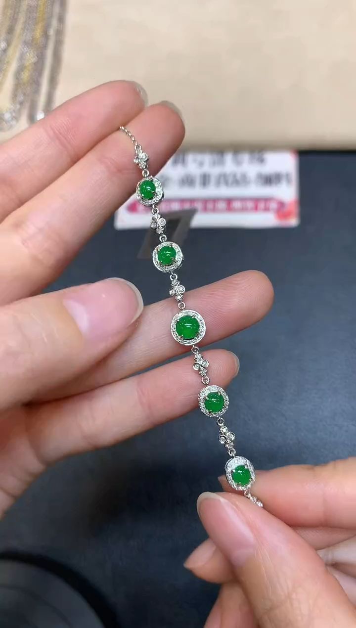 【闪购商品】翡翠手链18K金镶嵌【无鉴赏期