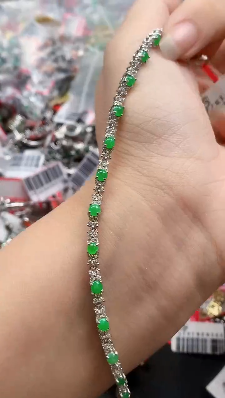 银S925镶嵌戒指翡翠天然A货缅甸翡翠