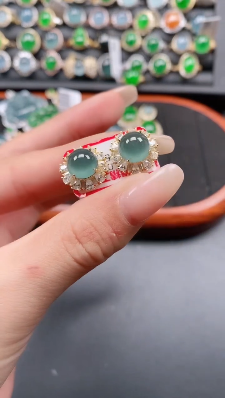 银S925镶嵌戒指翡翠1