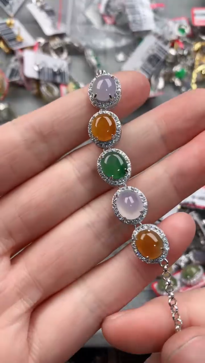 银S925镶嵌戒指翡翠666----9