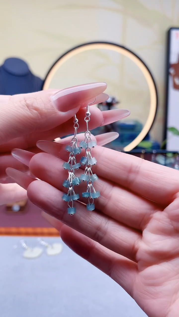 未镶嵌翡翠耳饰翡翠流苏鞭炮款