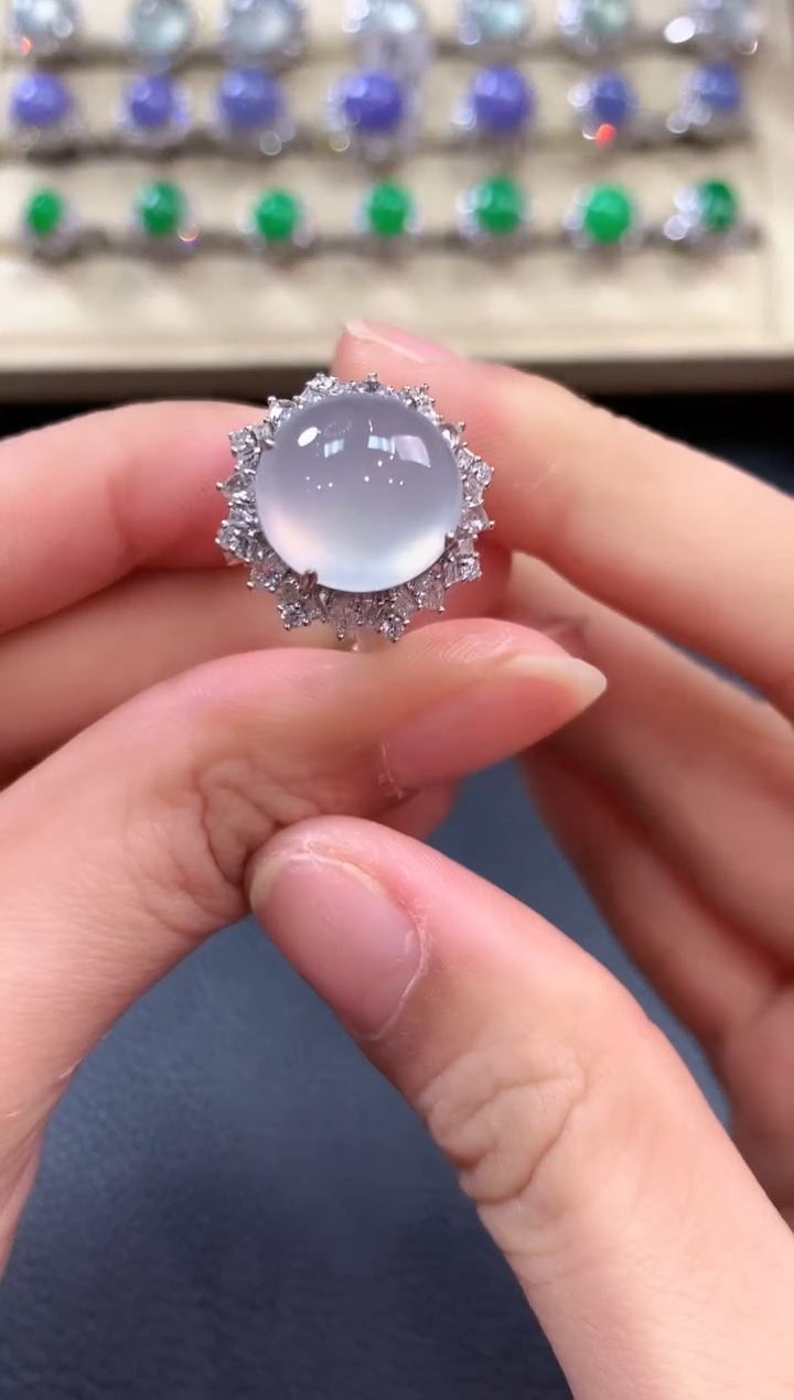 【闪购商品】翡翠戒指18K金镶嵌b176       