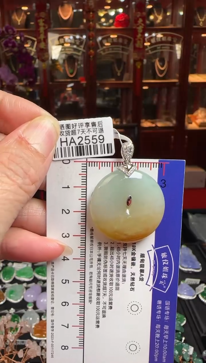 【闪购商品】翡翠颈饰18K金镶嵌HA2559冰黄平安扣