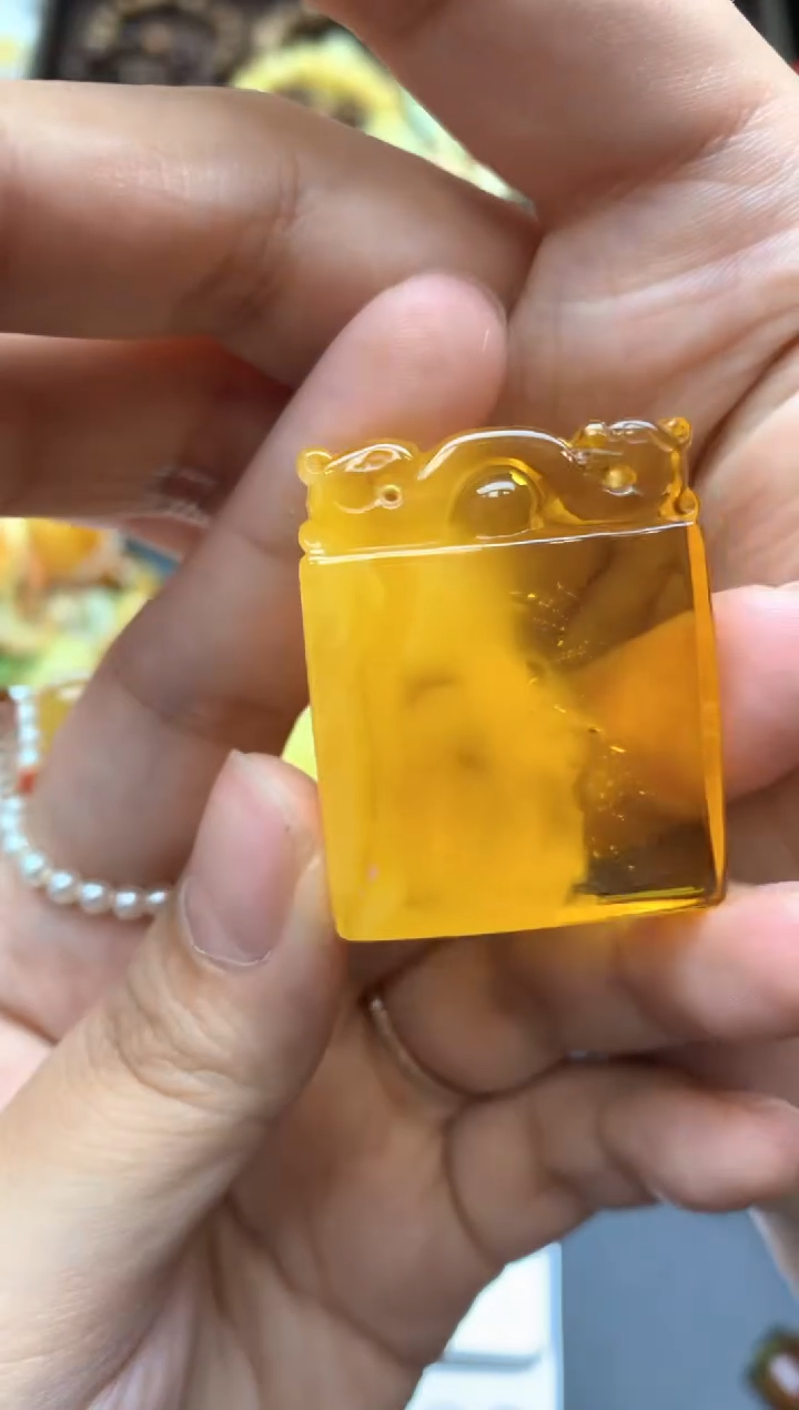 【闪购商品】琥珀珠宝奇石未镶嵌061琥珀蜜蜡花粉有纹小坑介意勿拍