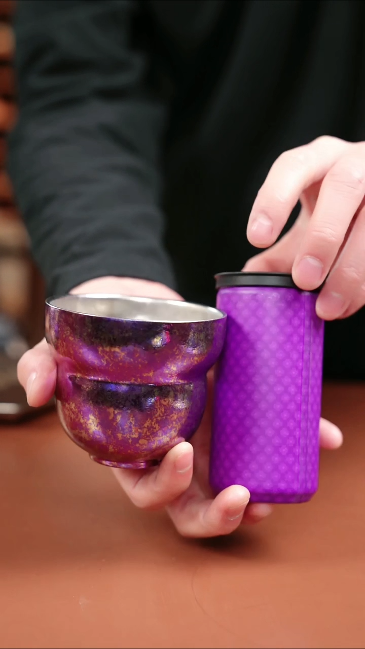 纯钛葫芦杯 咕咕一罐 亮面紫色