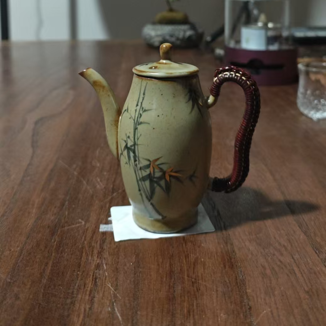 【细物慢造】仿古竹小壶+石头壶承6号（平面莲花）（ZH99-23）