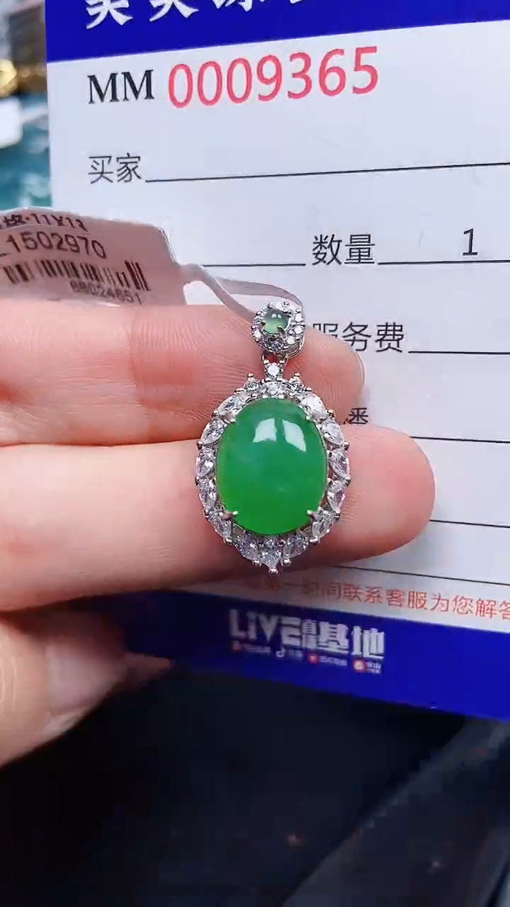 颈饰银S925镶嵌翡翠9365