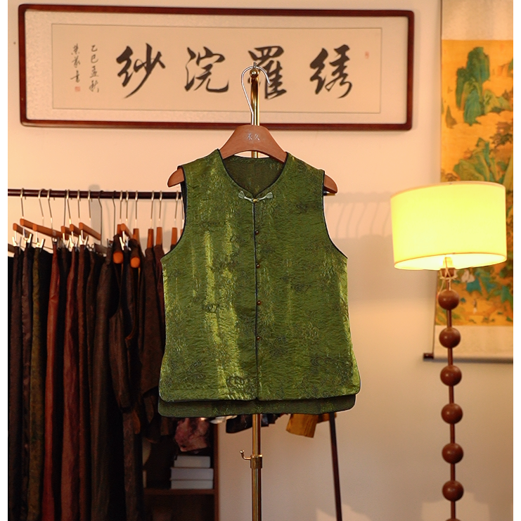 【云想陈先生-候霞染茜】中式重工香云纱马甲4968