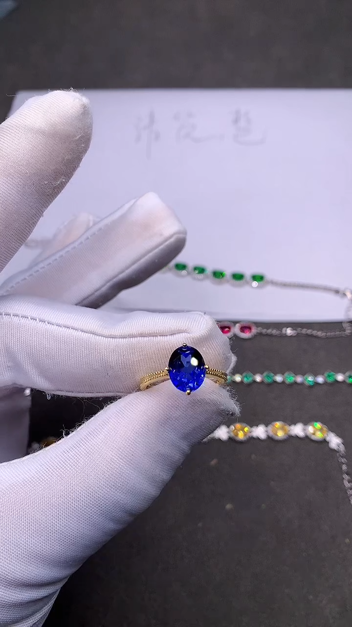 【闪购商品】蓝宝石戒指银S925镶嵌矢车菊