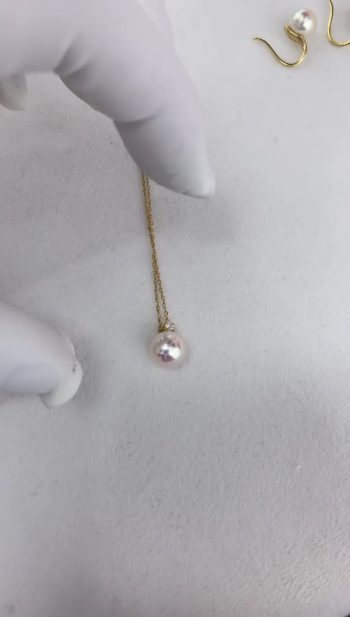 【闪购商品】海水珍珠颈饰18K金镶嵌王妃8.5-9（赠送银链子