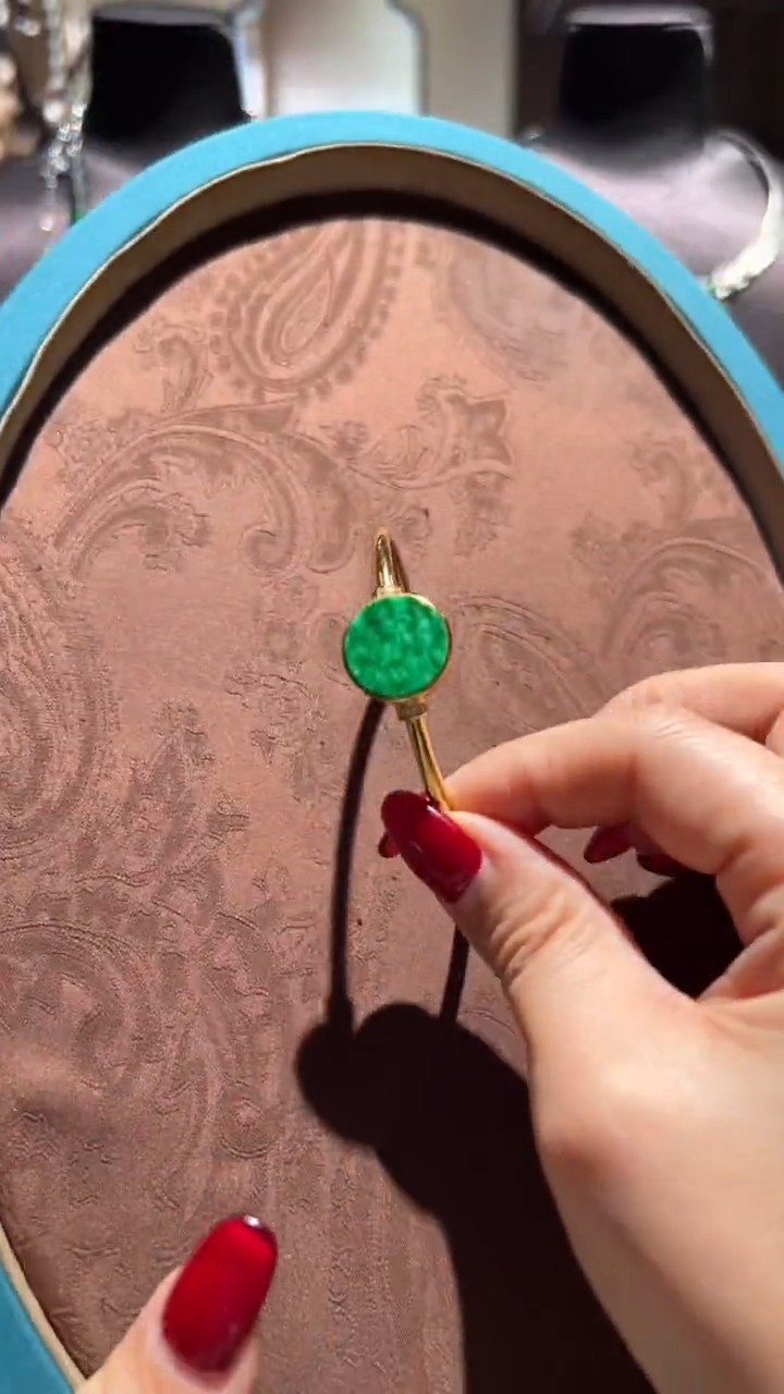 【闪购商品】翡翠手镯银S925镀金镶嵌红翡绿翠 29号