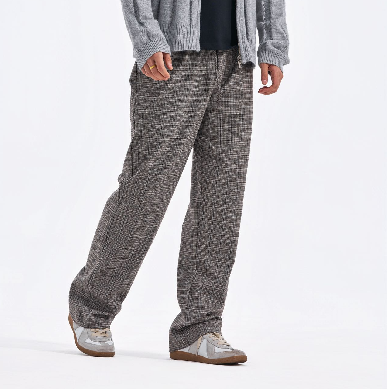 何以至此25AW美式休闲四季直筒微辣条纹格子裤日常居家阔腿通勤