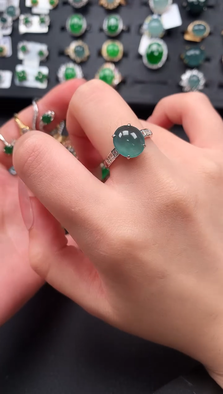 【闪购商品】翡翠戒指银S925镶嵌5121