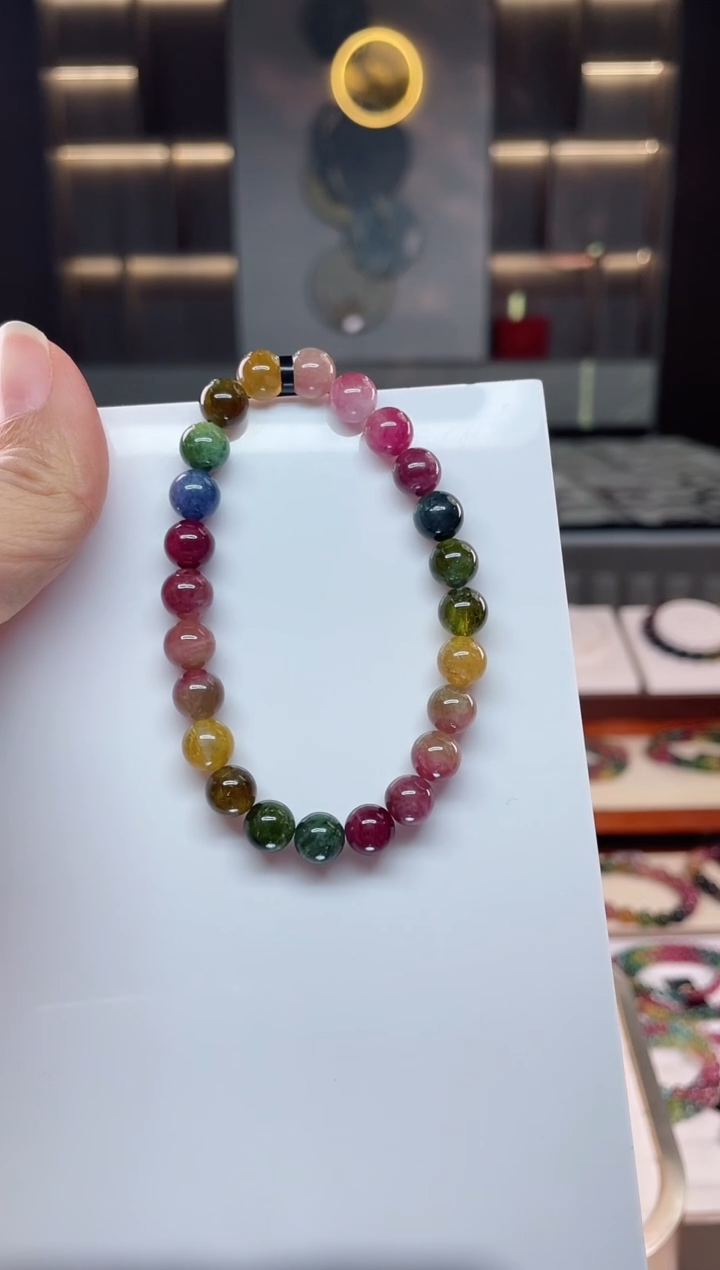 未镶嵌老矿碧玺单圈手串7mm+碧玺（多样性发一条）Q