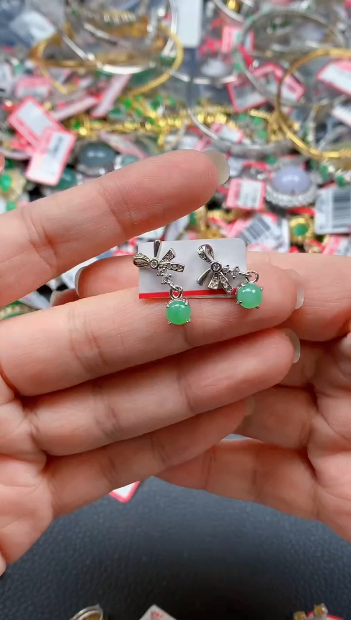 银S925镶嵌戒指翡翠天然A货缅甸翡翠