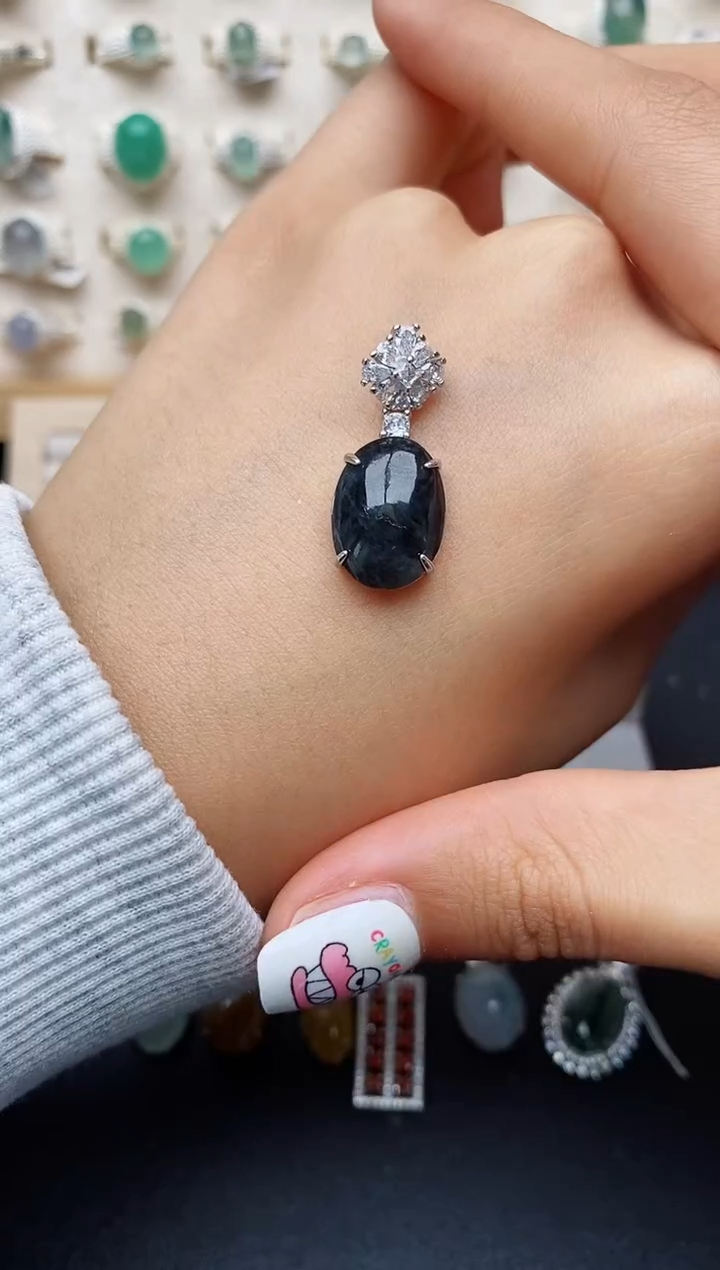 【闪购商品】翡翠颈饰银S925镶嵌缅甸翡翠