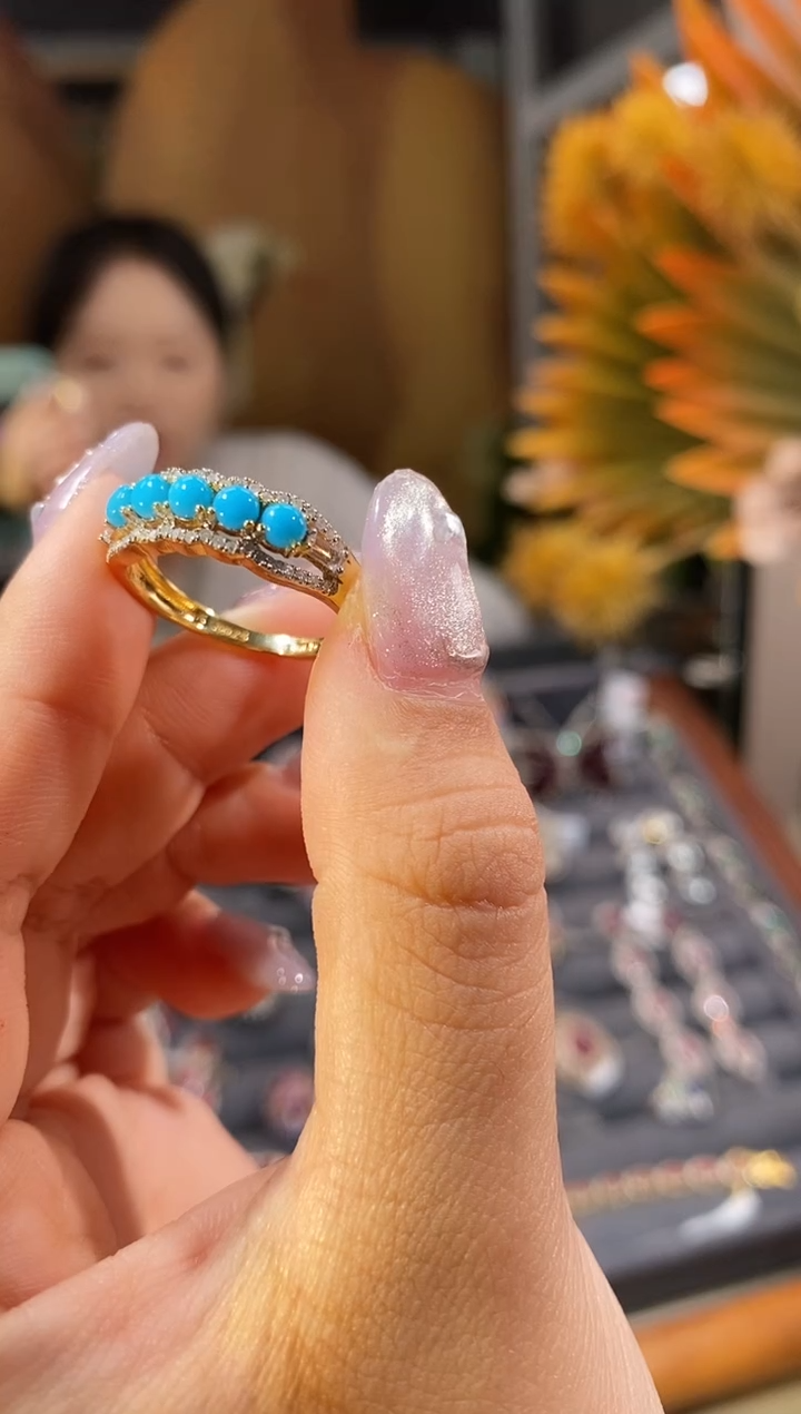 未镶嵌绿松石戒指天然绿松石戒指