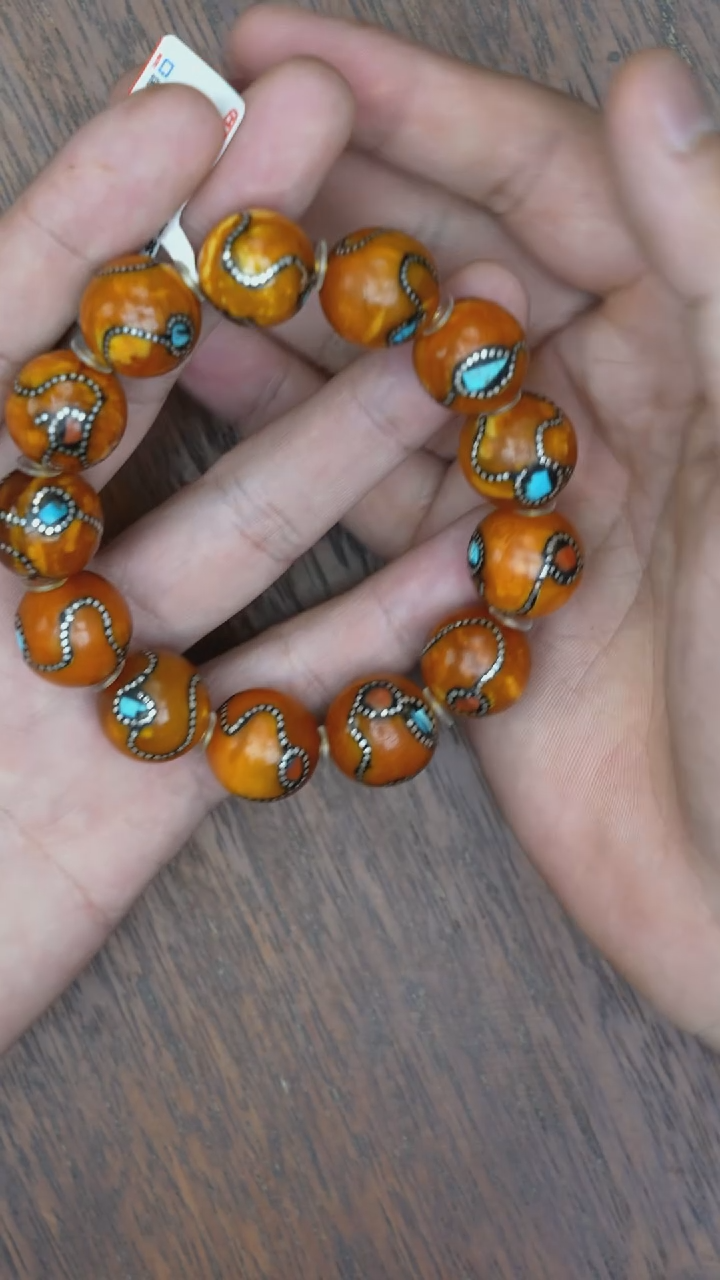 【闪购商品】琥珀裸石未镶嵌老蜡尼泊尔手串